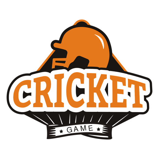 Cricket game orange helmet badge sticker PNG Design