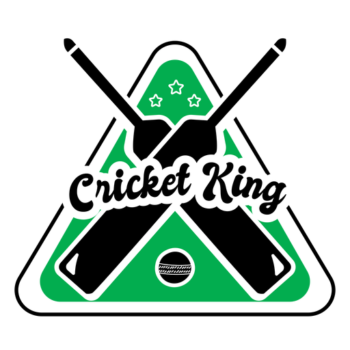 Etiqueta engomada de la insignia de la estrella de la bola del bate del rey del cricket Diseño PNG