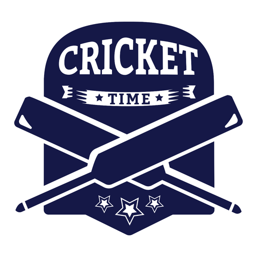 Cricket time bat star badge sticker PNG Design