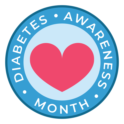 Diabetes awareness month heart badge sticker PNG Design