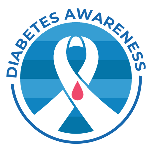 Etiqueta engomada de la insignia del descenso de la cinta de la conciencia de la diabetes Diseño PNG