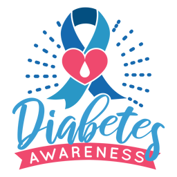 Adesivo de emblema de coração com fita de conscientização sobre diabetes Desenho PNG