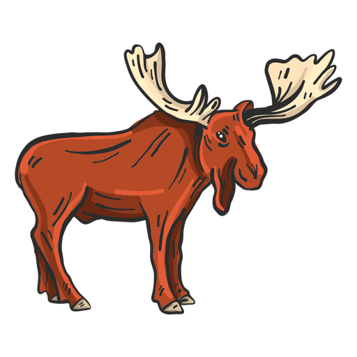 Elk moose antler colored sketch PNG Design