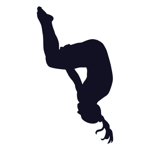 Ejercicio gimnasta mujer voltereta silueta Diseño PNG