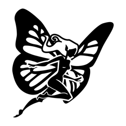 Silhueta de asa de fada correndo detalhada Desenho PNG