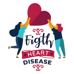 Fight heart disease heart woman badge sticker PNG Design