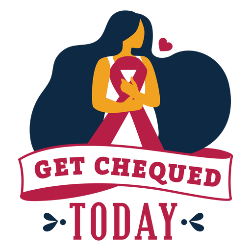 Get chequed today ribbon woman badge sticker PNG Design