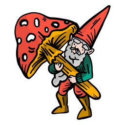 Gnomo barba gorra enana seta plana Diseño PNG
