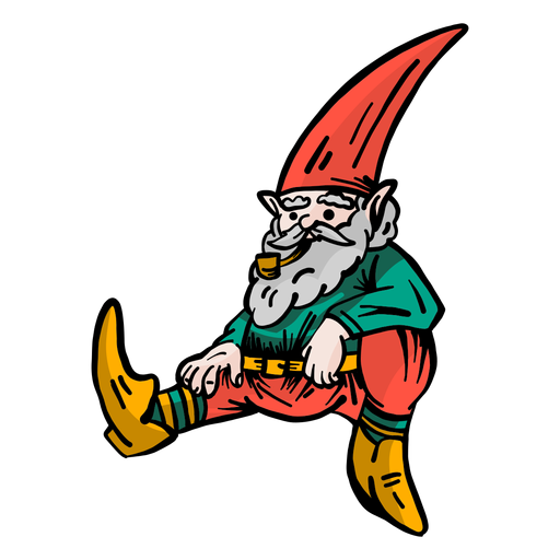 Gnome beard dwarf cap sitting flat PNG Design