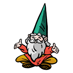 Boné de barba anão gnomo sentado no chão Desenho PNG