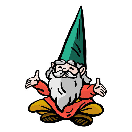 Gnome dwarf beard cap sitting flat PNG Design