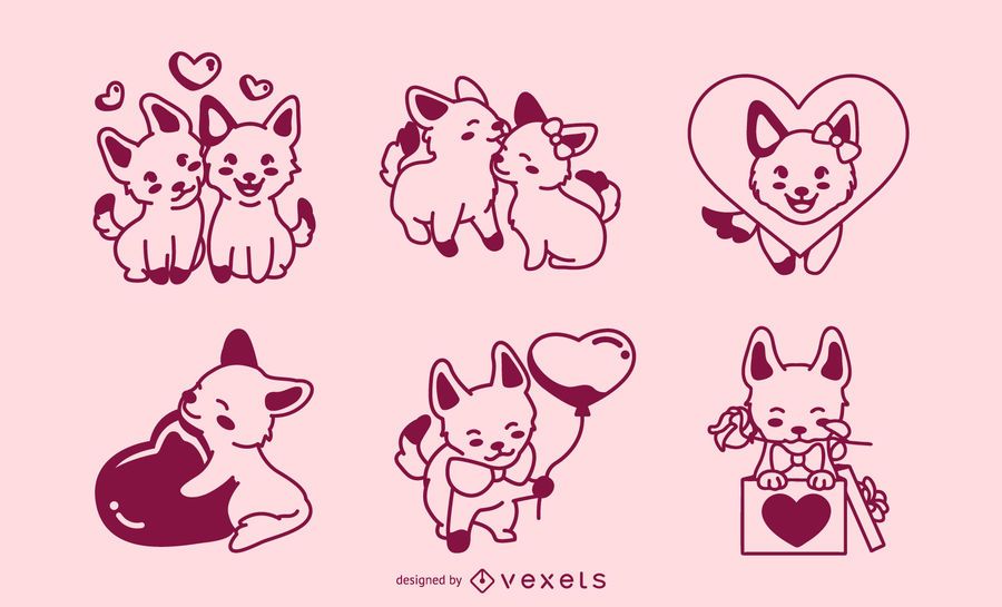 Valentine's day stroke dogs set Valentine's day stroke dogs set
