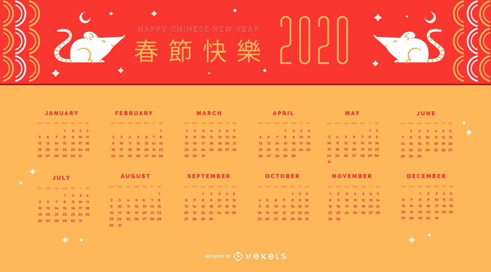 Chinesisches Neujahrsrattenkalenderdesign