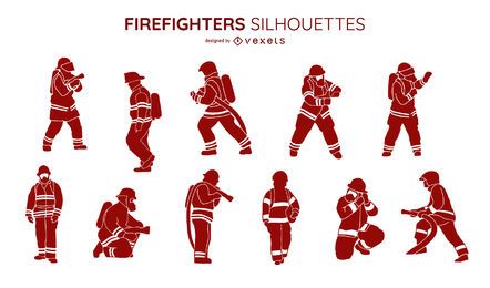 Colección de silueta de bomberos