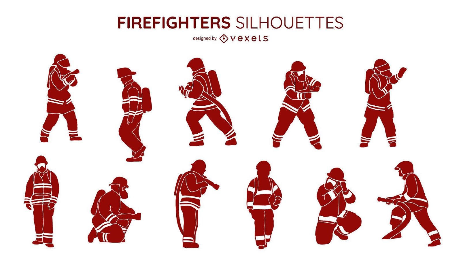 Firefighters silhouette collection