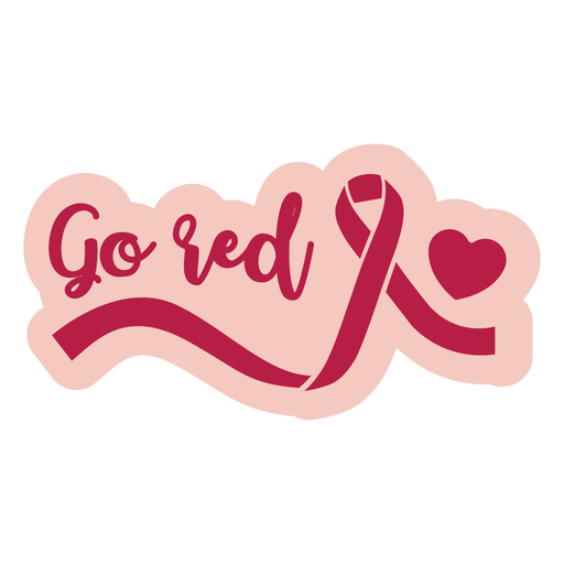 Go red ribbon heart badge sticker PNG Design