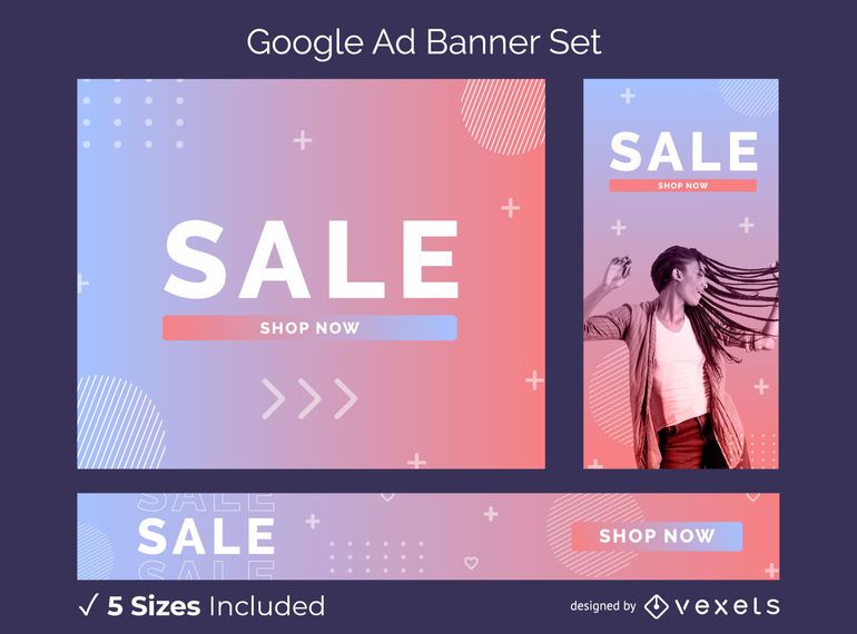 Modern gradient ad banner set Modern gradient ad banner set