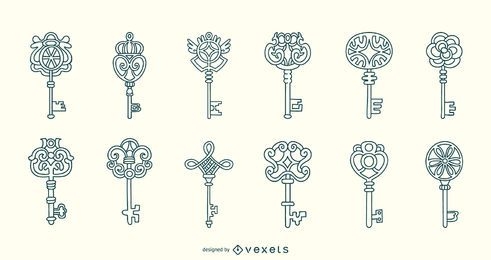 Ornamental keys stroke collection