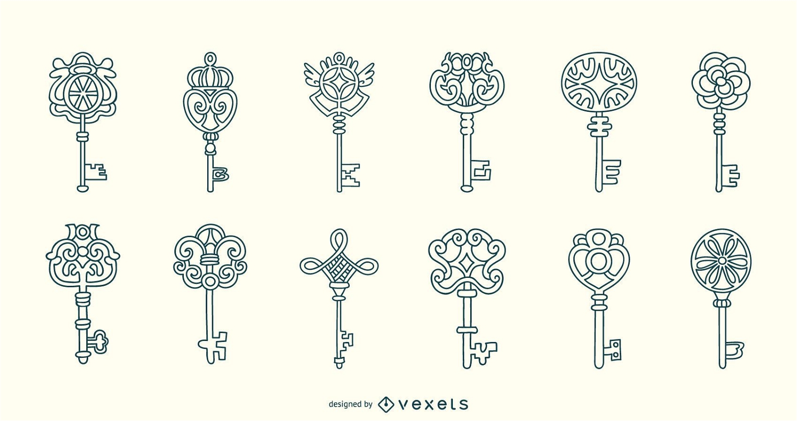 Colección de trazos de llaves ornamentales