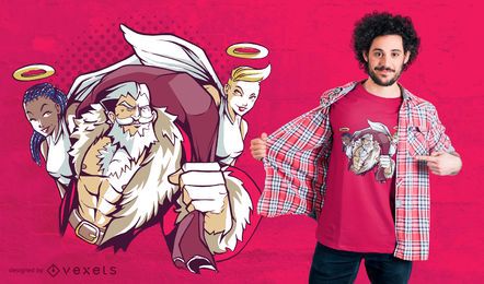 Design de t-shirt de anjos de Papai Noel Design de t-shirt de anjos de Papai Noel