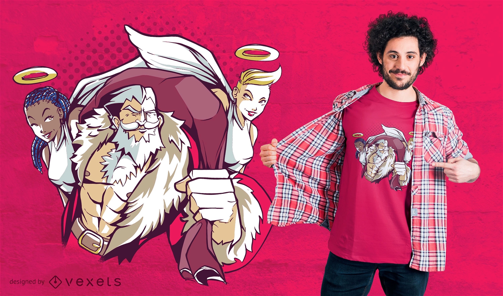 Santa angels t-shirt design