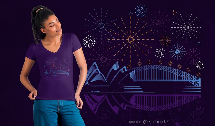 Design de t-shirt de fogos de artifício sydney Design de t-shirt de fogos de artifício sydney