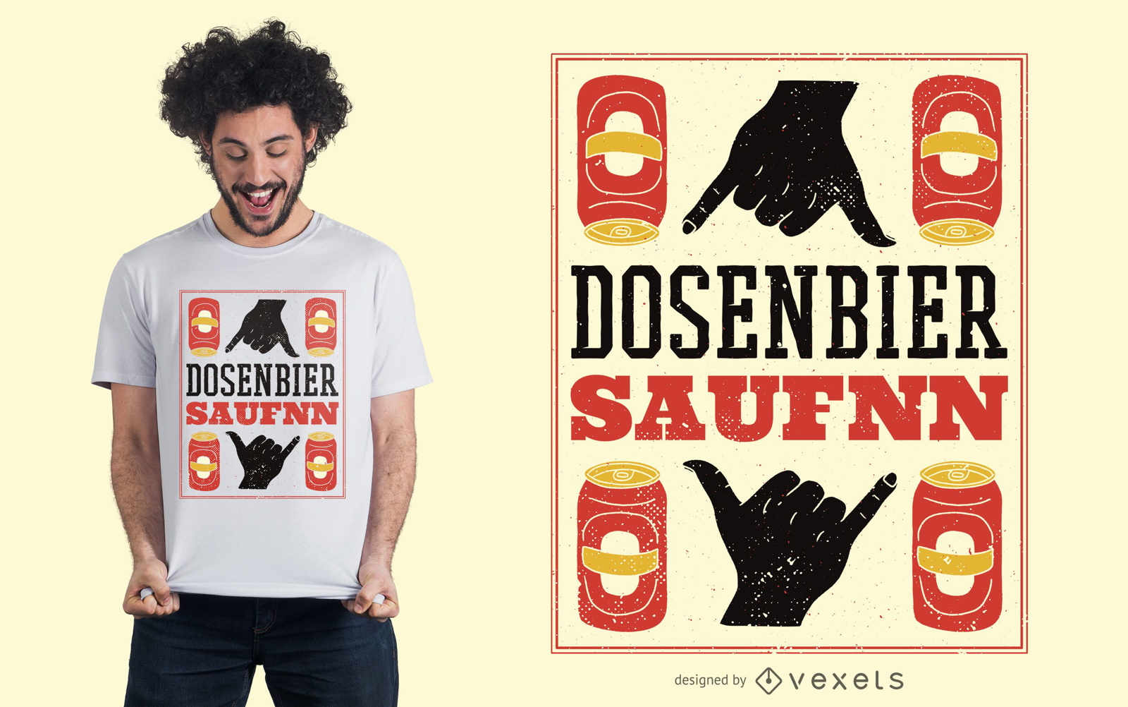Diseño de camiseta alemana de cerveza enlatada