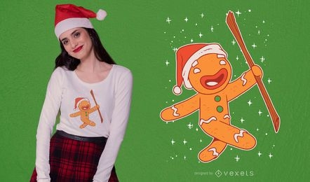 Diseño de camiseta de Navidad de pan de jengibre