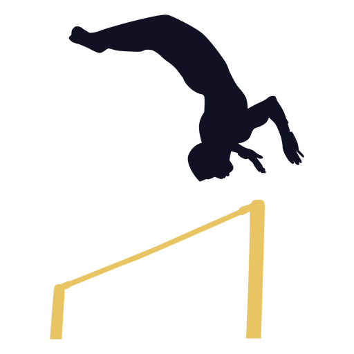 Homem ginasta exercitando a silhueta da barra horizontal
