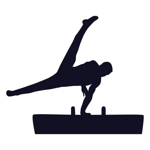 Hombre gimnasta ejercicio salto caballo caballo con arcos silueta Diseño PNG