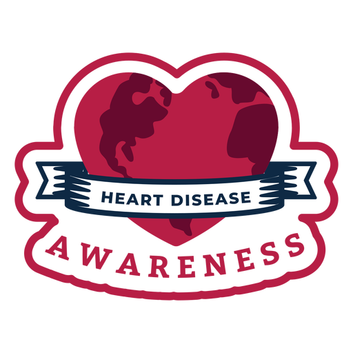 Etiqueta engomada de la insignia del corazón de la conciencia de la enfermedad cardíaca Diseño PNG