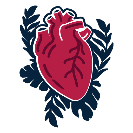 Etiqueta engomada de la insignia de la rama del corazón Diseño PNG