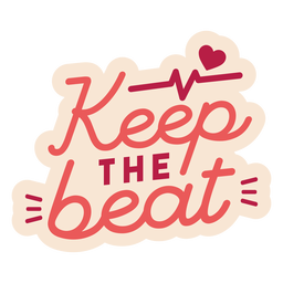 Keep the beat heart pulse badge sticker Transparent PNG