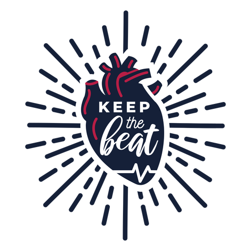 Keep the beat heart pulse badge sticker health PNG Design