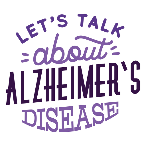 Hablemos de la insignia de la etiqueta engomada de la enfermedad de Alzheimer Diseño PNG