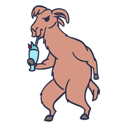 Llama cocktail flat stroke PNG Design