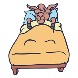 Llama sleeping bed flat stroke PNG Design