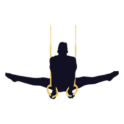 Man gymnast exercise still rings silhouette PNG Design