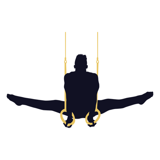 Man gymnast exercise still rings silhouette - Transparent PNG & SVG