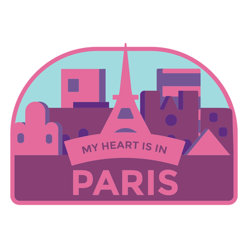Paris my heart is in paris eiffel tower sticker PNG Design