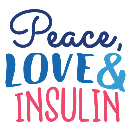 Friedens- Liebes- u. Insulinabzeichenaufkleber PNG-Design