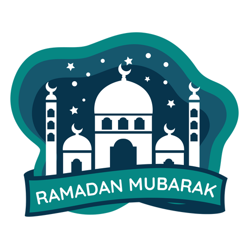 Ramadan mubarak crescent half moon mosque sticker badge PNG Design