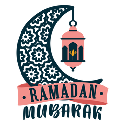 Insignia de la etiqueta engomada de la vela de la luz de la lámpara de la media luna de Ramadán mubarak Diseño PNG