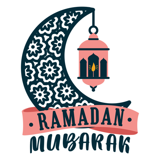 Ramadan mubarak crescent lamp light candle sticker badge PNG Design