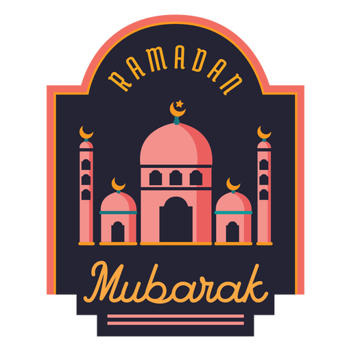 Ramadan mubarak crescent mosque half moon badge sticker PNG Design