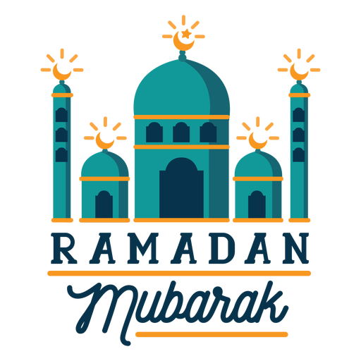 Ramadan mubarak crescent mosque half moon sticker badge PNG Design