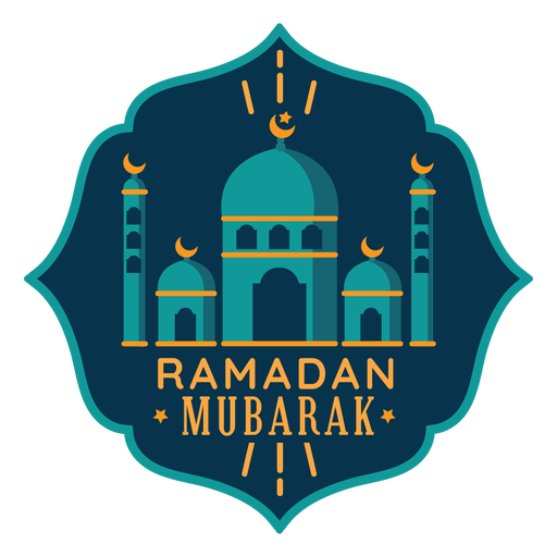Etiqueta engomada de la mezquita de Ramad?n Mubarak Diseño PNG