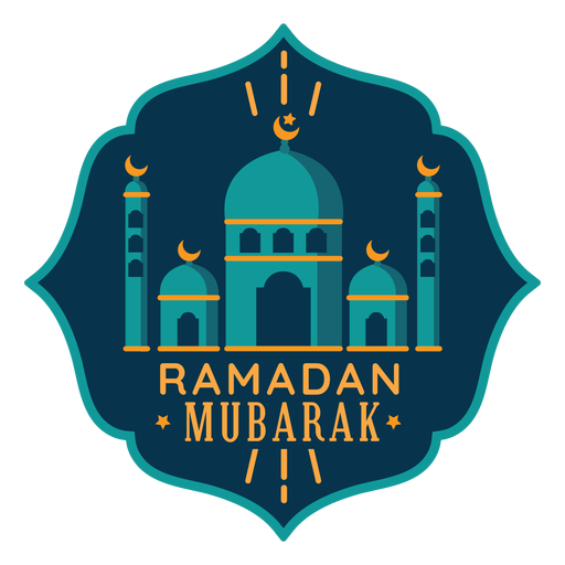 Etiqueta engomada de la mezquita de Ramadán Mubarak Diseño PNG