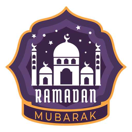 Insignia de la etiqueta engomada de la mezquita de la media luna de ramad?n mubarak Diseño PNG