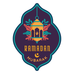 Insignia de la etiqueta engomada de la luz de la vela de la lámpara de la linterna de Ramadán Mubarak Diseño PNG